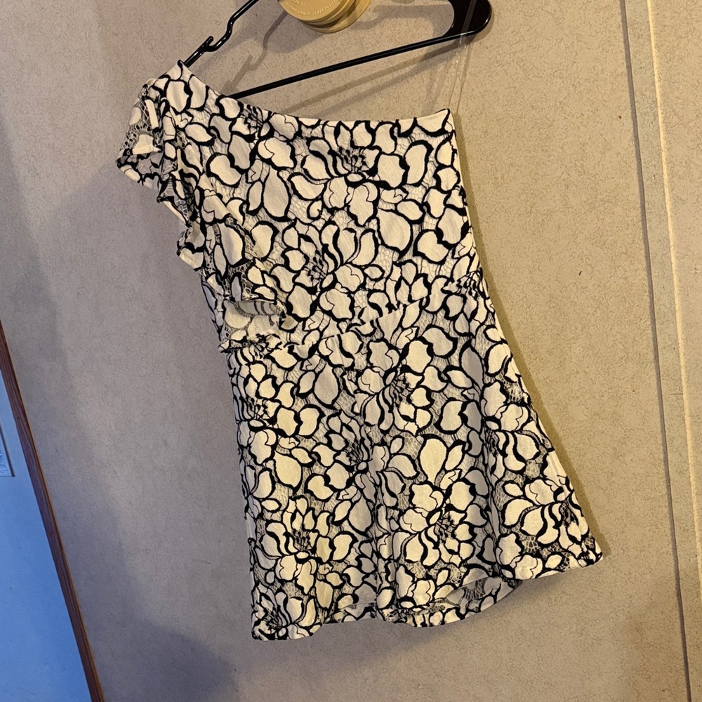 GB Girls Black and White One-Shoulder Romper